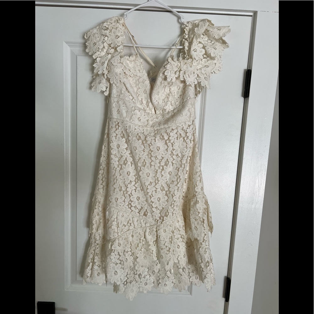 Free people Saylor ivory lace mini dress